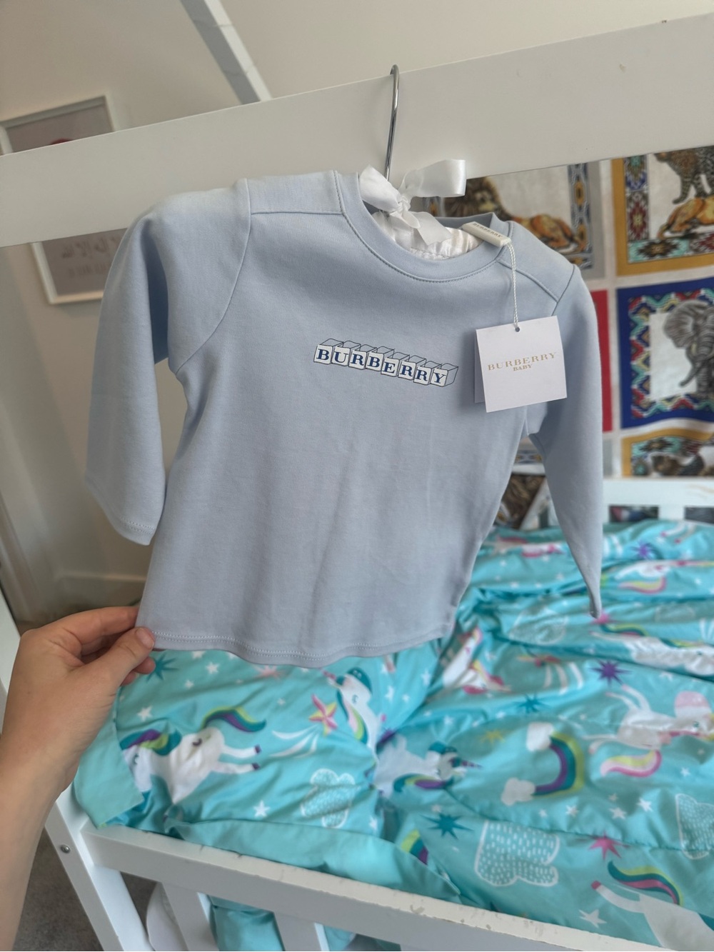 Burberry Light Blue Logo Crewneck Sweatshirt - Kids
